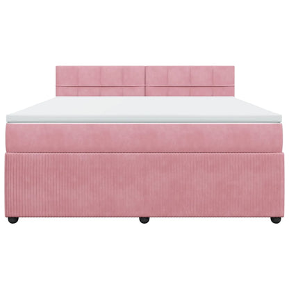 Boxspringbett mit Matratze Rosa 180x200 cm Samt