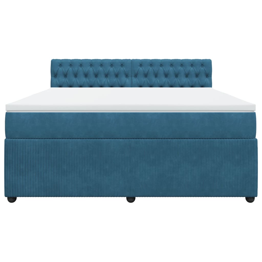 Boxspringbett mit Matratze Blau 180x200 cm Samt