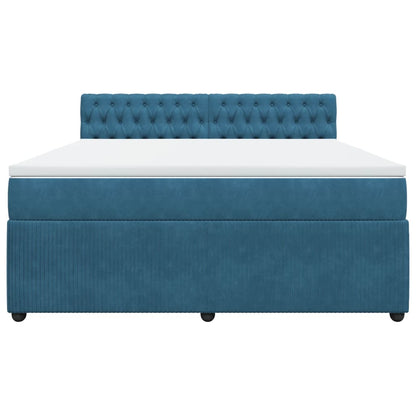 Boxspringbett mit Matratze Blau 180x200 cm Samt