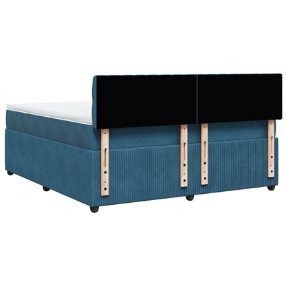 Boxspringbett mit Matratze Blau 180x200 cm Samt