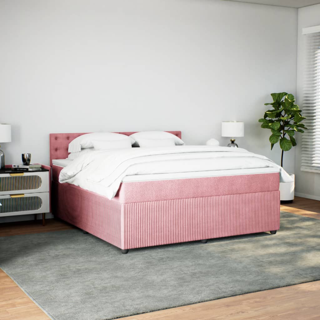 Boxspringbett mit Matratze Rosa 180x200 cm Samt