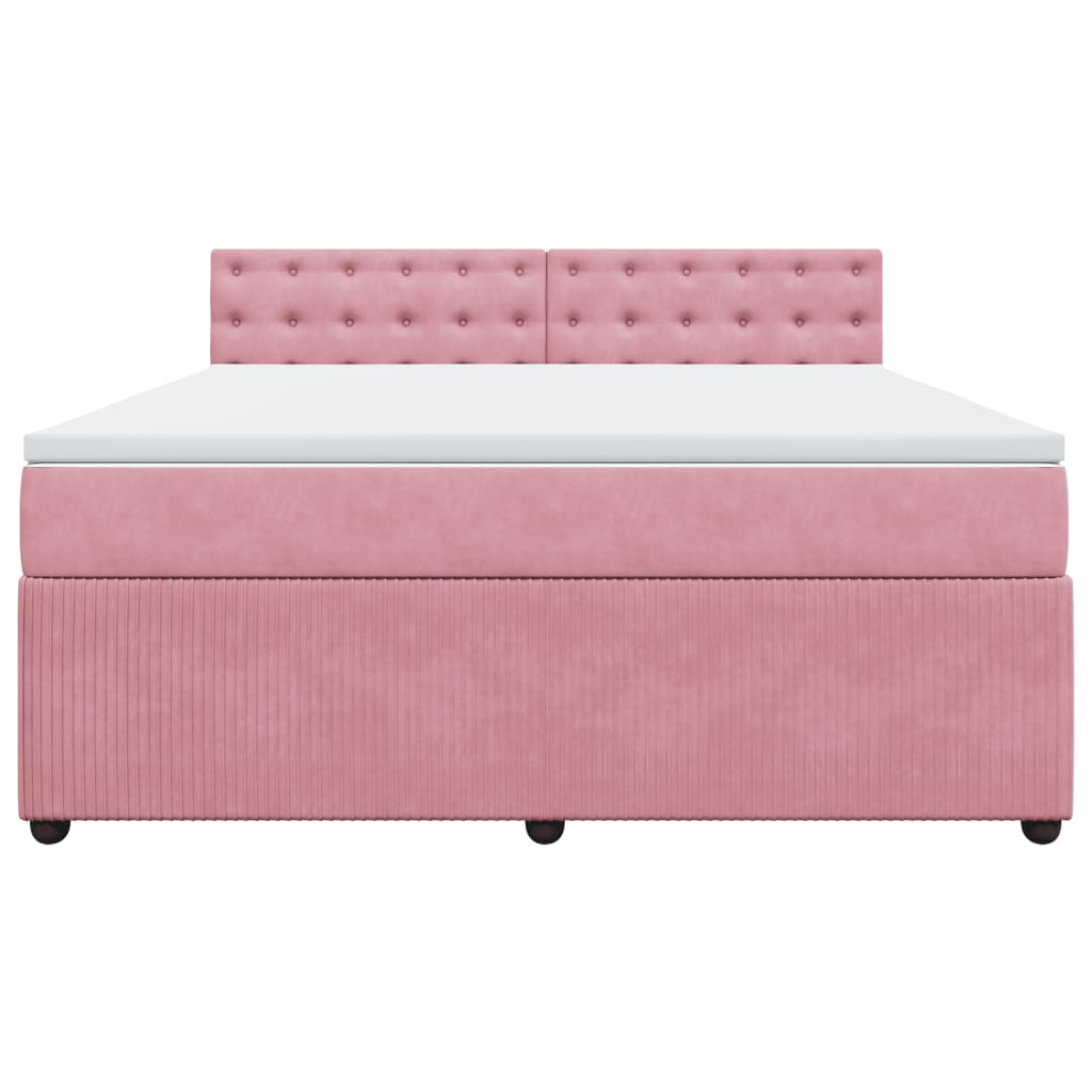 Boxspringbett mit Matratze Rosa 180x200 cm Samt