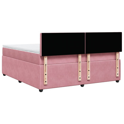 Boxspringbett mit Matratze Rosa 180x200 cm Samt