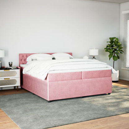 Boxspringbett mit Matratze Rosa 200x200 cm Samt