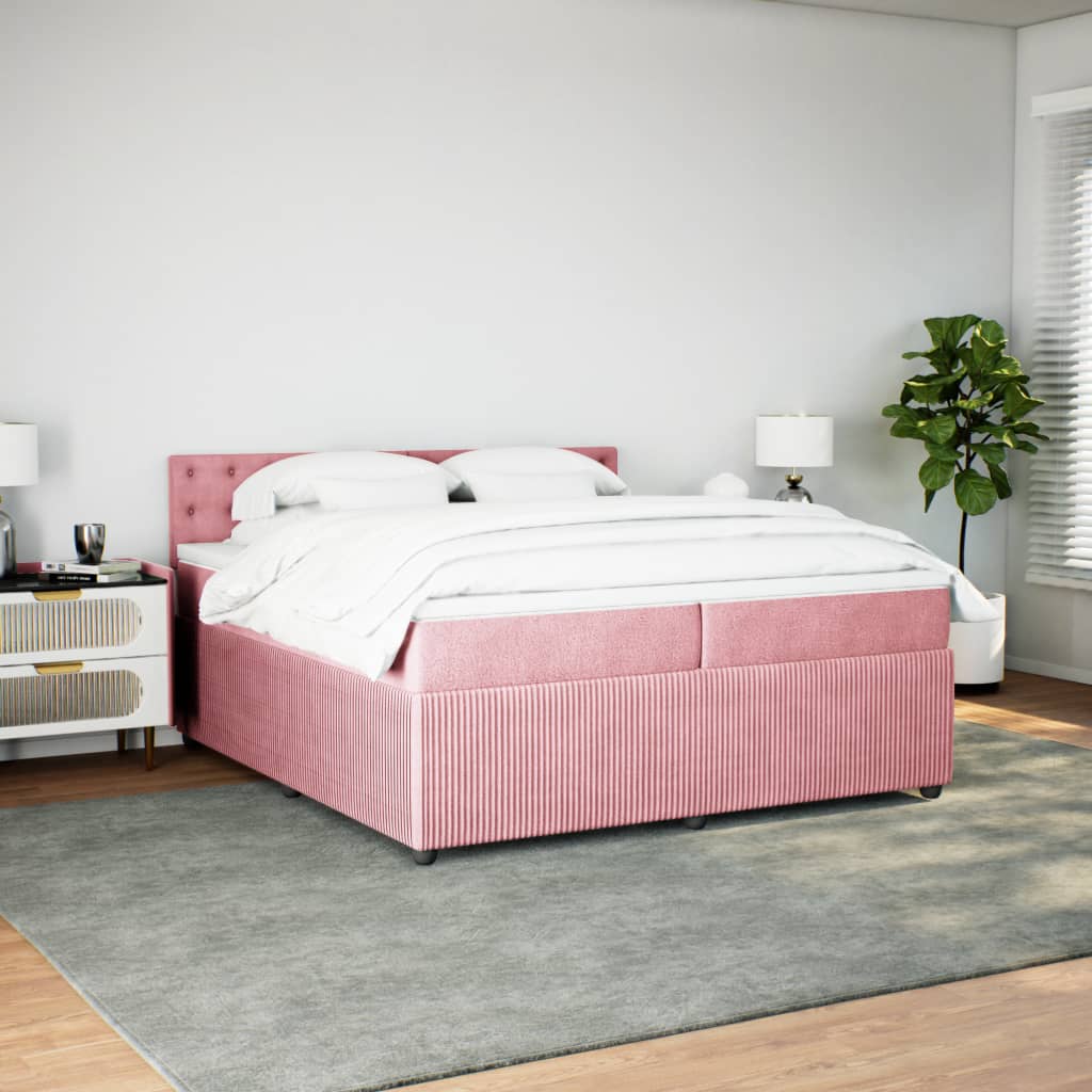 Boxspringbett mit Matratze Rosa 200x200 cm Samt