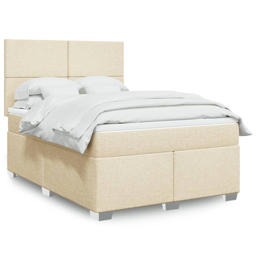 Boxspringbett mit Matratze Creme 140x200 cm Stoff