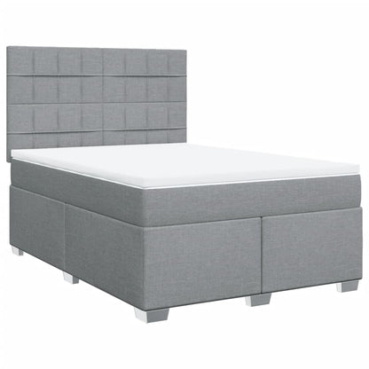 Boxspringbett mit Matratze Hellgrau 140x200 cm Stoff