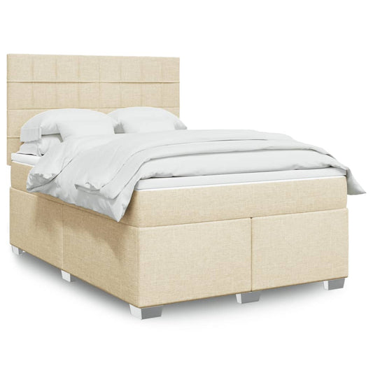 Boxspringbett mit Matratze Creme 140x200 cm Stoff