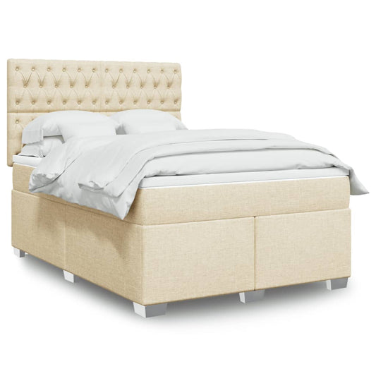 Boxspringbett mit Matratze Creme 140x200 cm Stoff