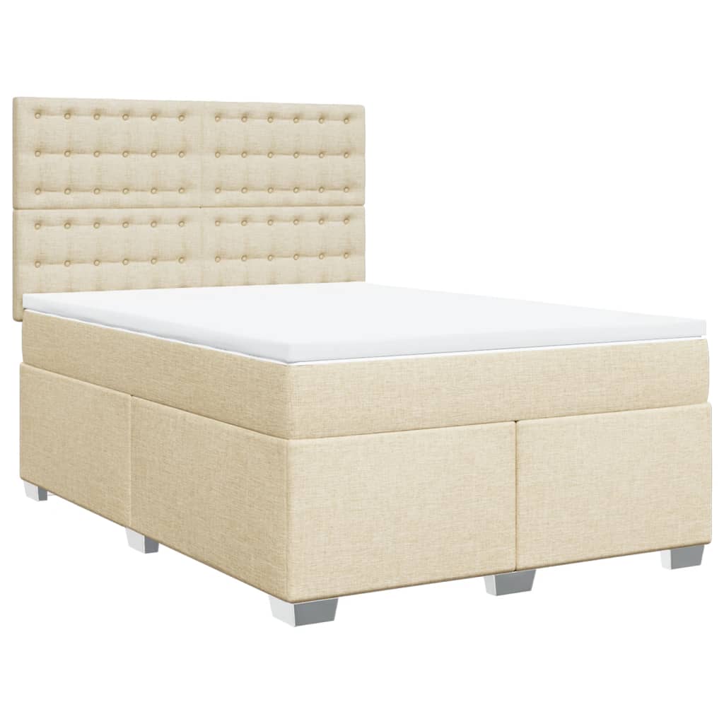 Boxspringbett mit Matratze Creme 140x200 cm Stoff