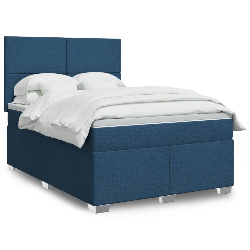 Boxspringbett mit Matratze Blau 160x200 cm Stoff