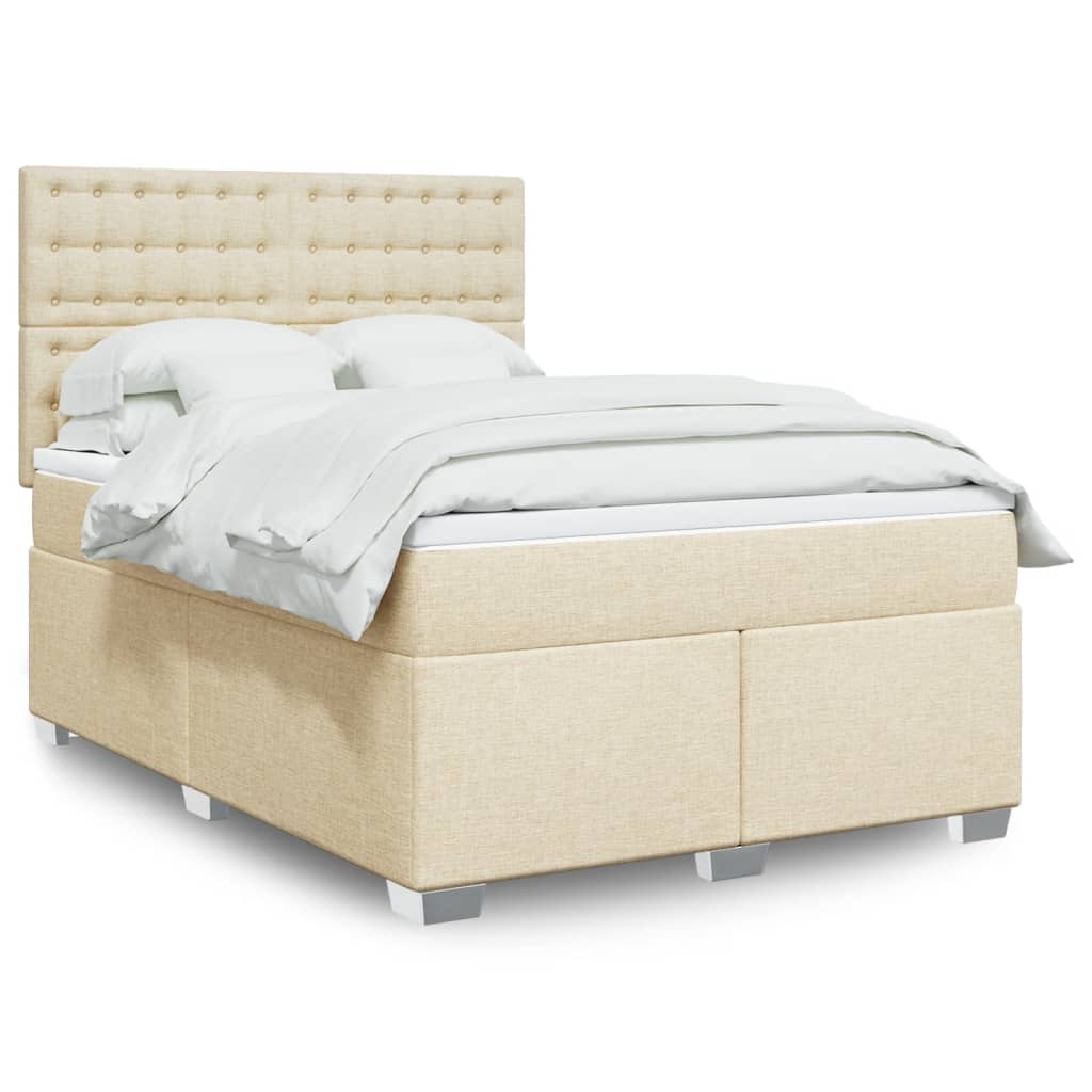 Boxspringbett mit Matratze Creme 160x200 cm Stoff