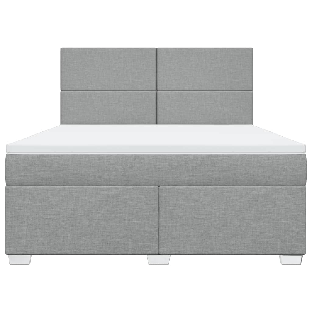 Boxspringbett mit Matratze Hellgrau 180x200 cm Stoff