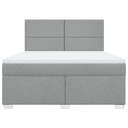 Boxspringbett mit Matratze Hellgrau 180x200 cm Stoff