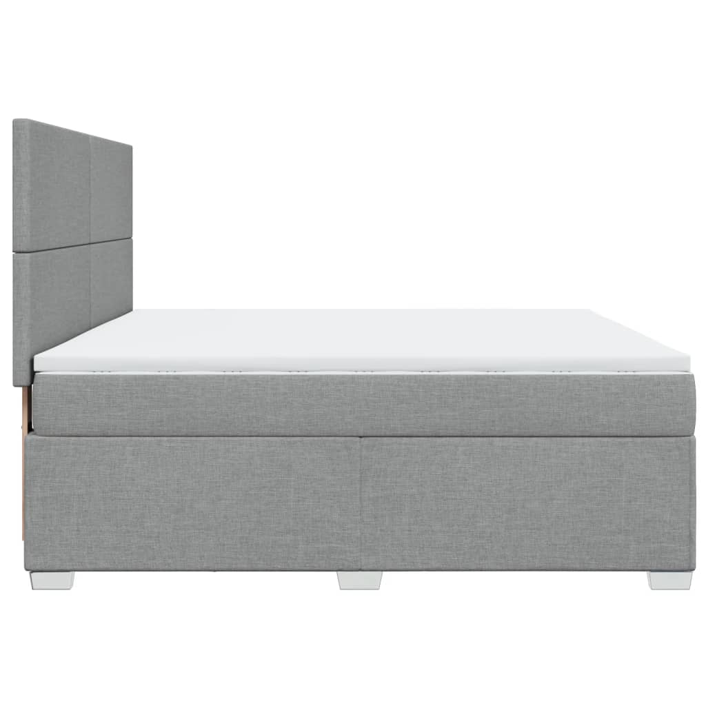 Boxspringbett mit Matratze Hellgrau 180x200 cm Stoff