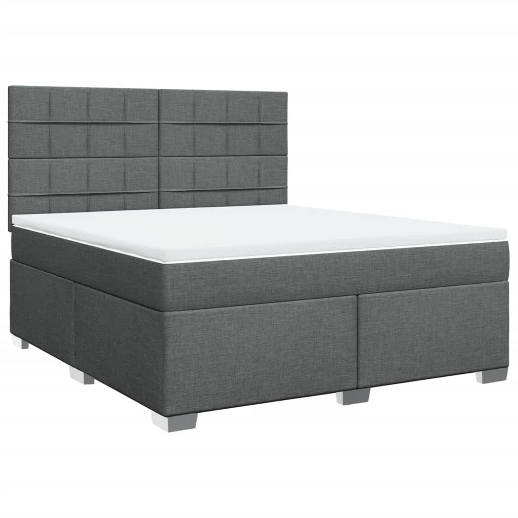 Boxspringbett mit Matratze Dunkelgrau 180x200 cm Stoff