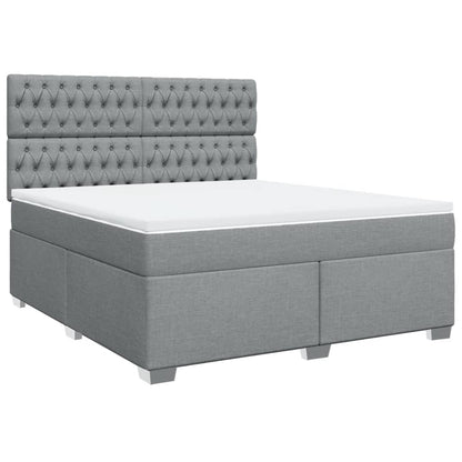 Boxspringbett mit Matratze Hellgrau 180x200 cm Stoff