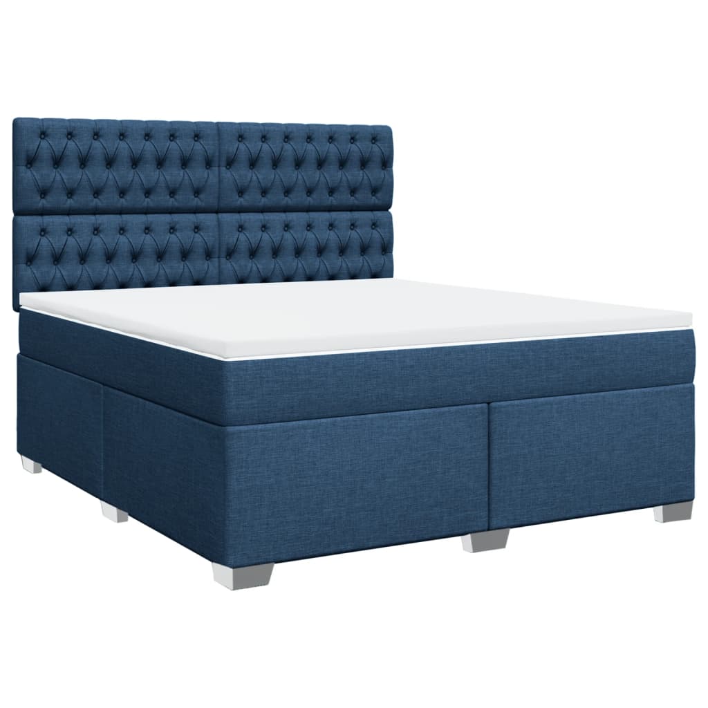 Boxspringbett mit Matratze Blau 180x200 cm Stoff