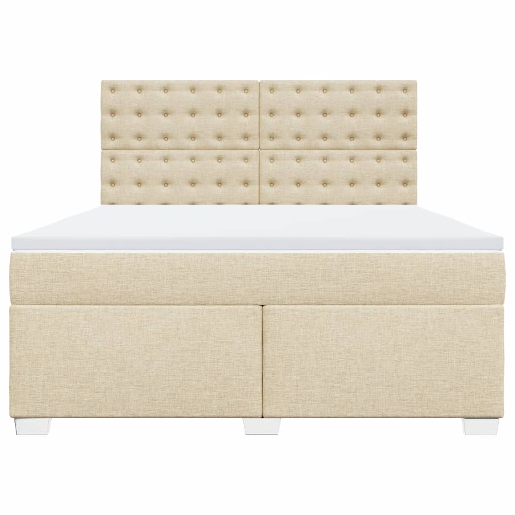 Boxspringbett mit Matratze Creme 180x200 cm Stoff