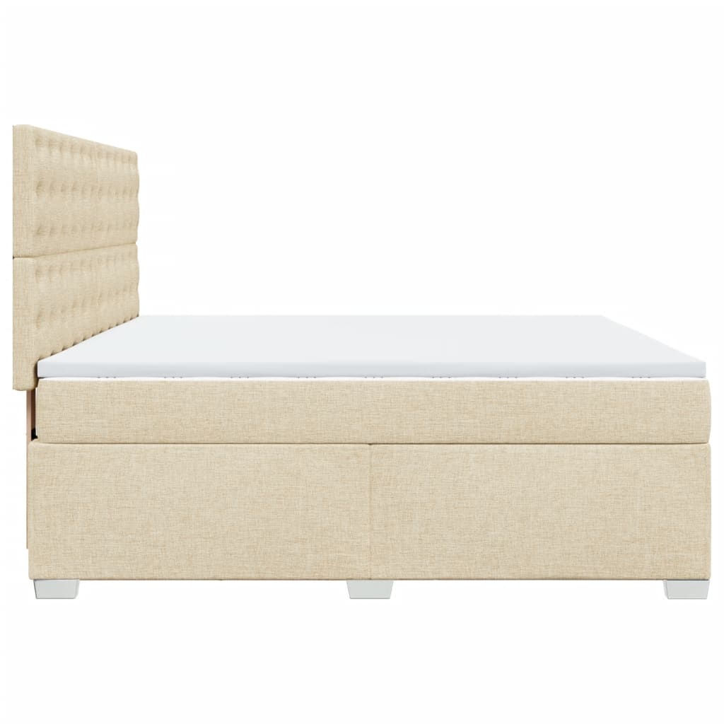 Boxspringbett mit Matratze Creme 180x200 cm Stoff