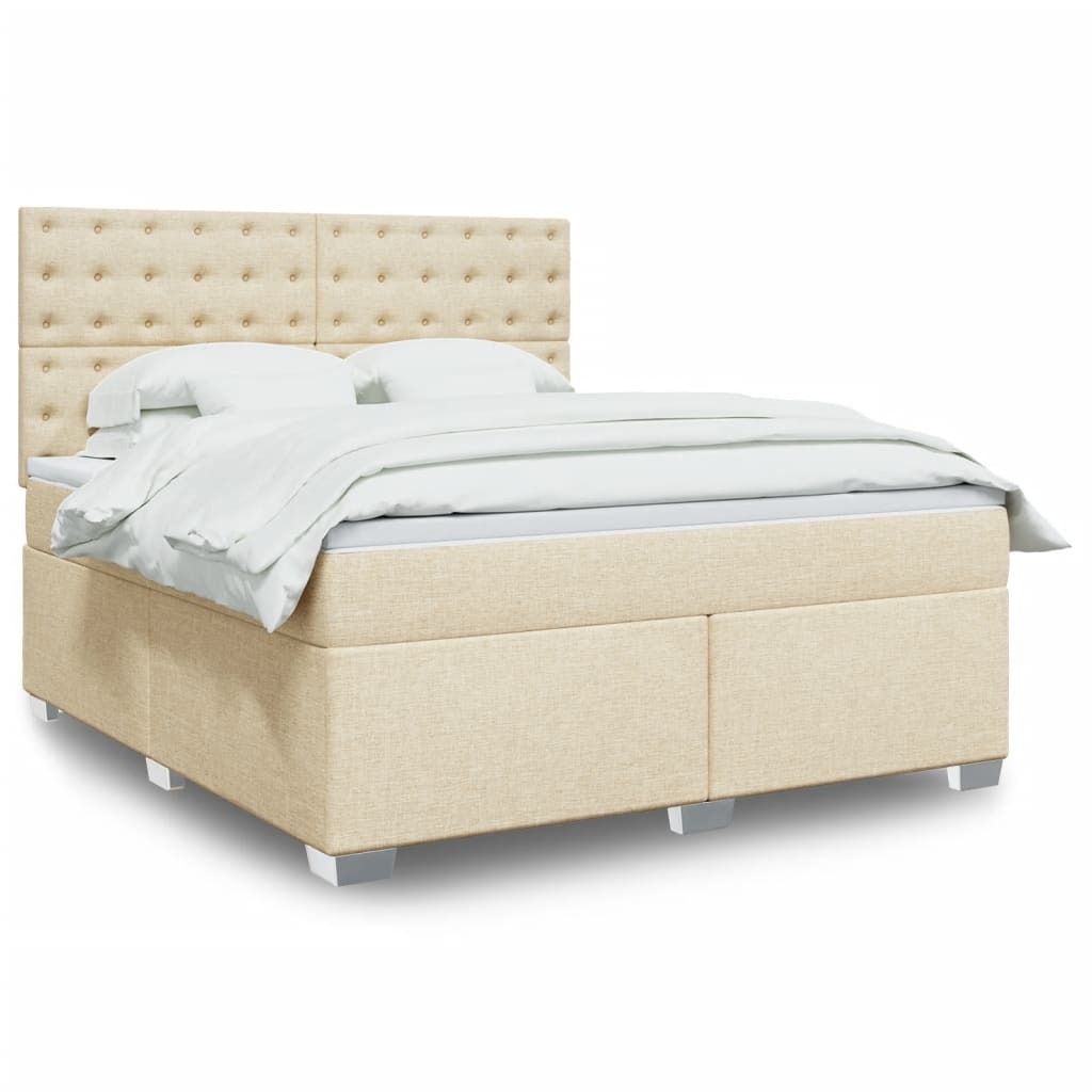 Boxspringbett mit Matratze Creme 180x200 cm Stoff