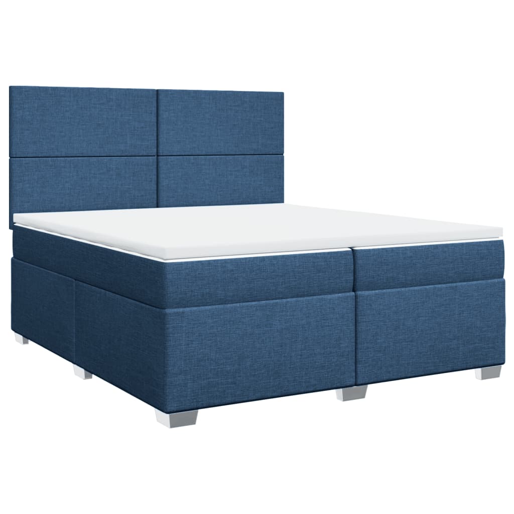 Boxspringbett mit Matratze Blau 200x200 cm Stoff