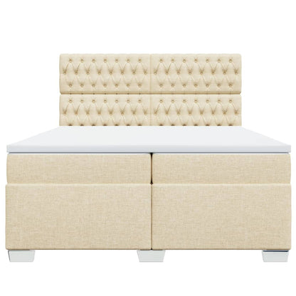 Boxspringbett mit Matratze Creme 200x200 cm Stoff