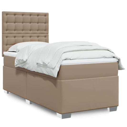 Boxspringbett mit Matratze Cappuccino-Braun 90x200cm Kunstleder