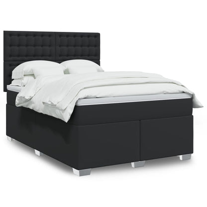 Boxspringbett mit Matratze Schwarz 140x200 cm Kunstleder