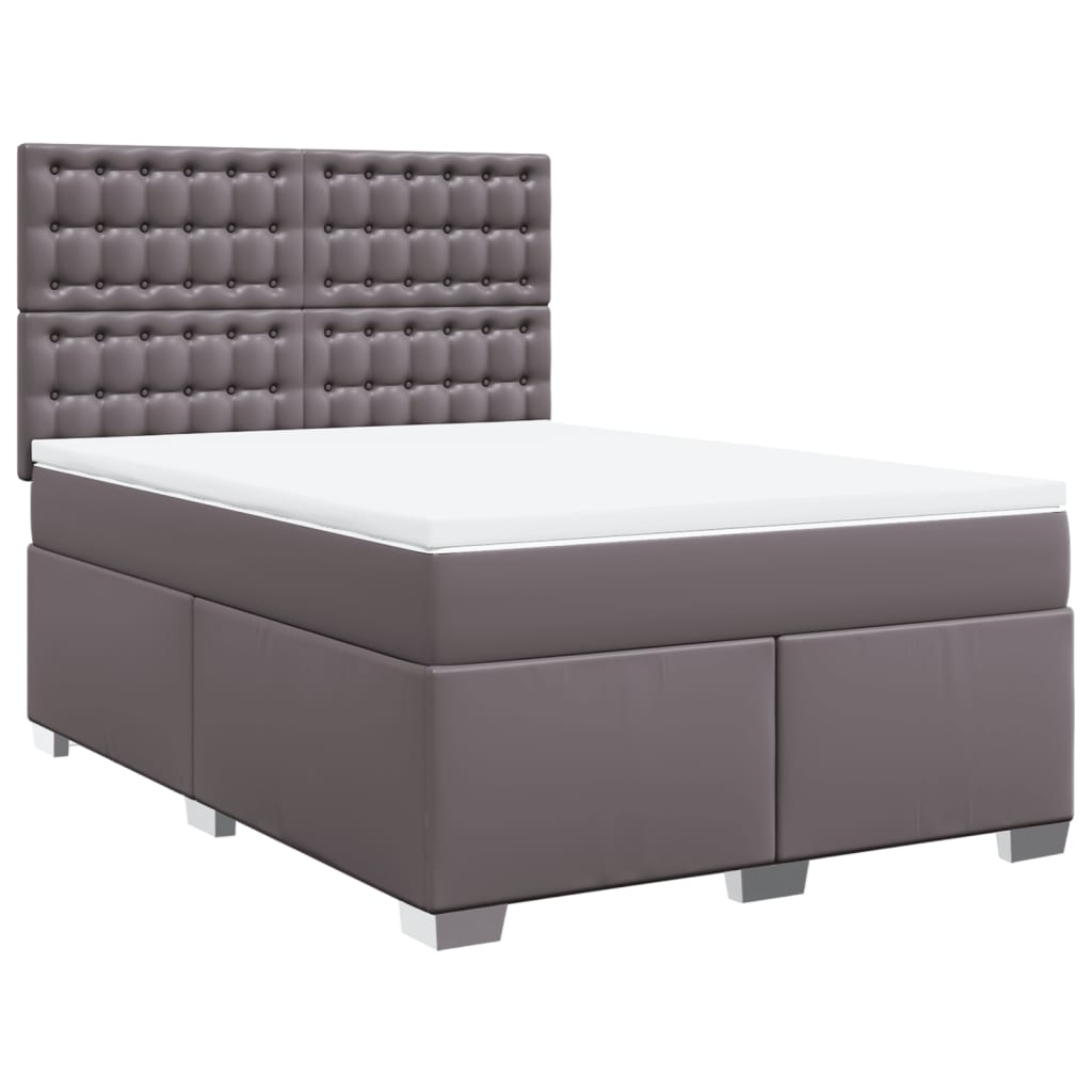 Boxspringbett mit Matratze Grau 160x200 cm Kunstleder