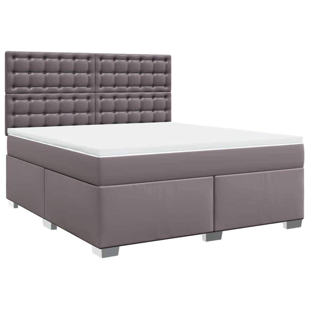 Boxspringbett mit Matratze Grau 180x200 cm Kunstleder