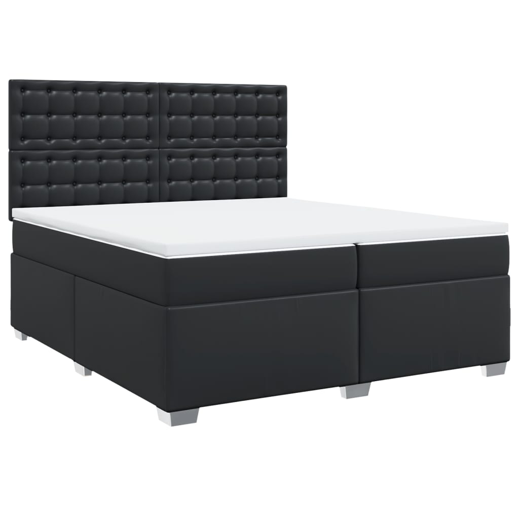 Boxspringbett mit Matratze Schwarz 200x200 cm Kunstleder