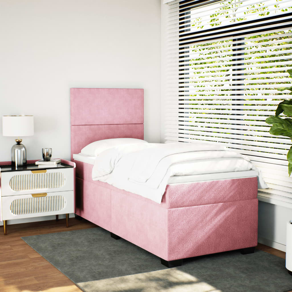 Boxspringbett mit Matratze Rosa 90x200 cm Samt