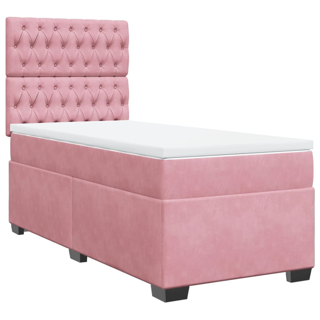 Boxspringbett mit Matratze Rosa 90x200 cm Samt