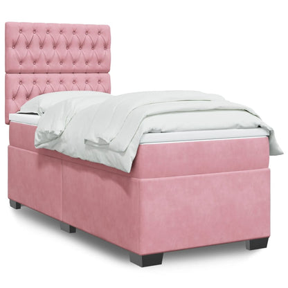 Boxspringbett mit Matratze Rosa 90x200 cm Samt