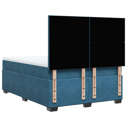 Boxspringbett mit Matratze Blau 140x200 cm Samt