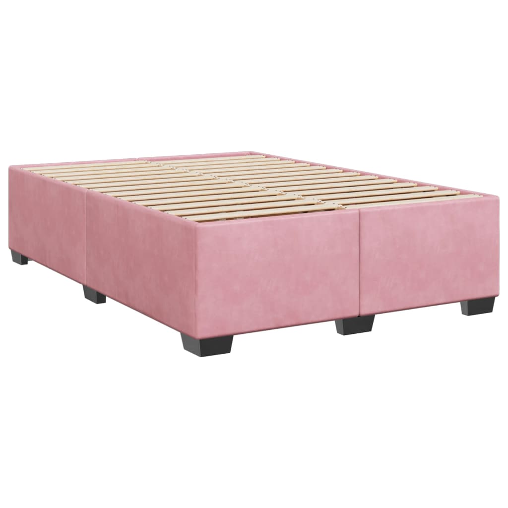 Boxspringbett mit Matratze Rosa 140x200 cm Samt