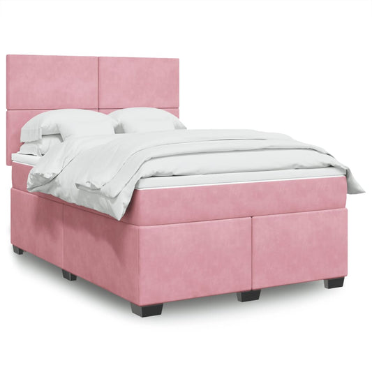 Boxspringbett mit Matratze Rosa 140x200 cm Samt