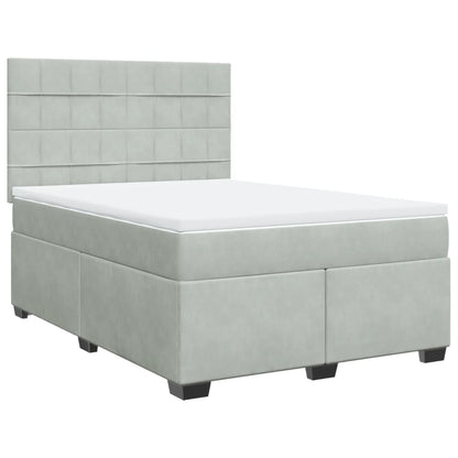 Boxspringbett mit Matratze Hellgrau 140x200 cm Samt