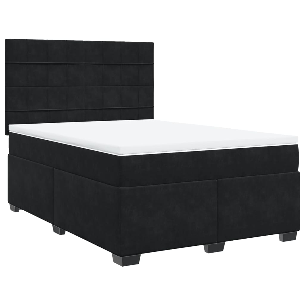 Boxspringbett mit Matratze Schwarz 140x200 cm Samt