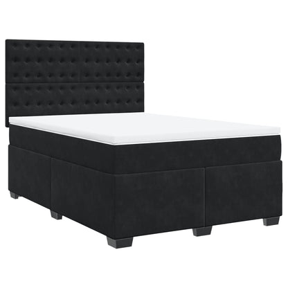 Boxspringbett mit Matratze Schwarz 140x200 cm Samt