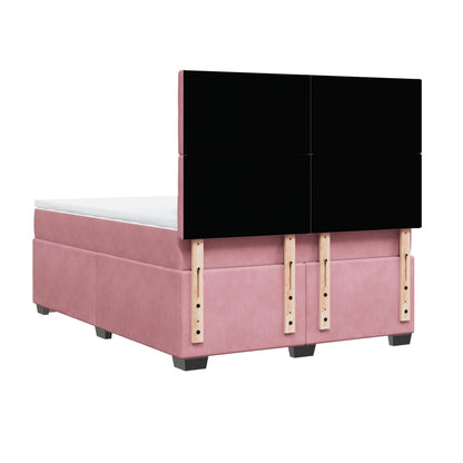 Boxspringbett mit Matratze Rosa 140x200 cm Samt