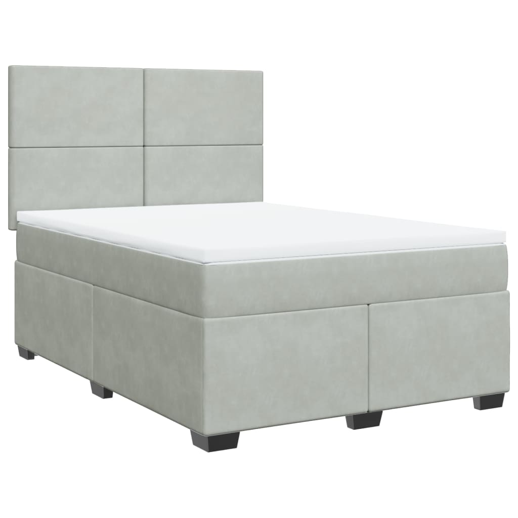 Boxspringbett mit Matratze Hellgrau 160x200 cm Samt