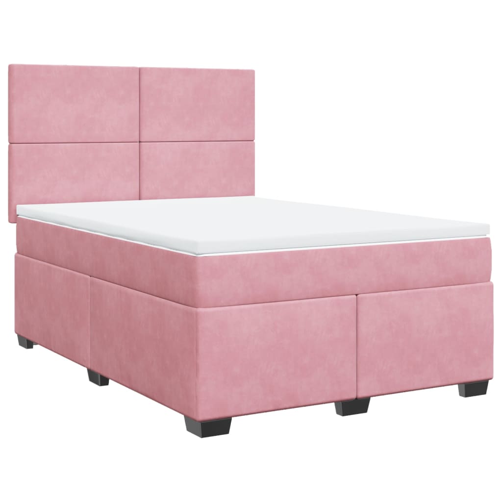 Boxspringbett mit Matratze Rosa 160x200 cm Samt