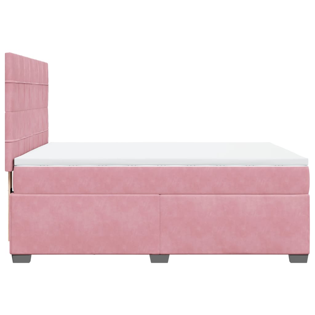 Boxspringbett mit Matratze Rosa 160x200 cm Samt