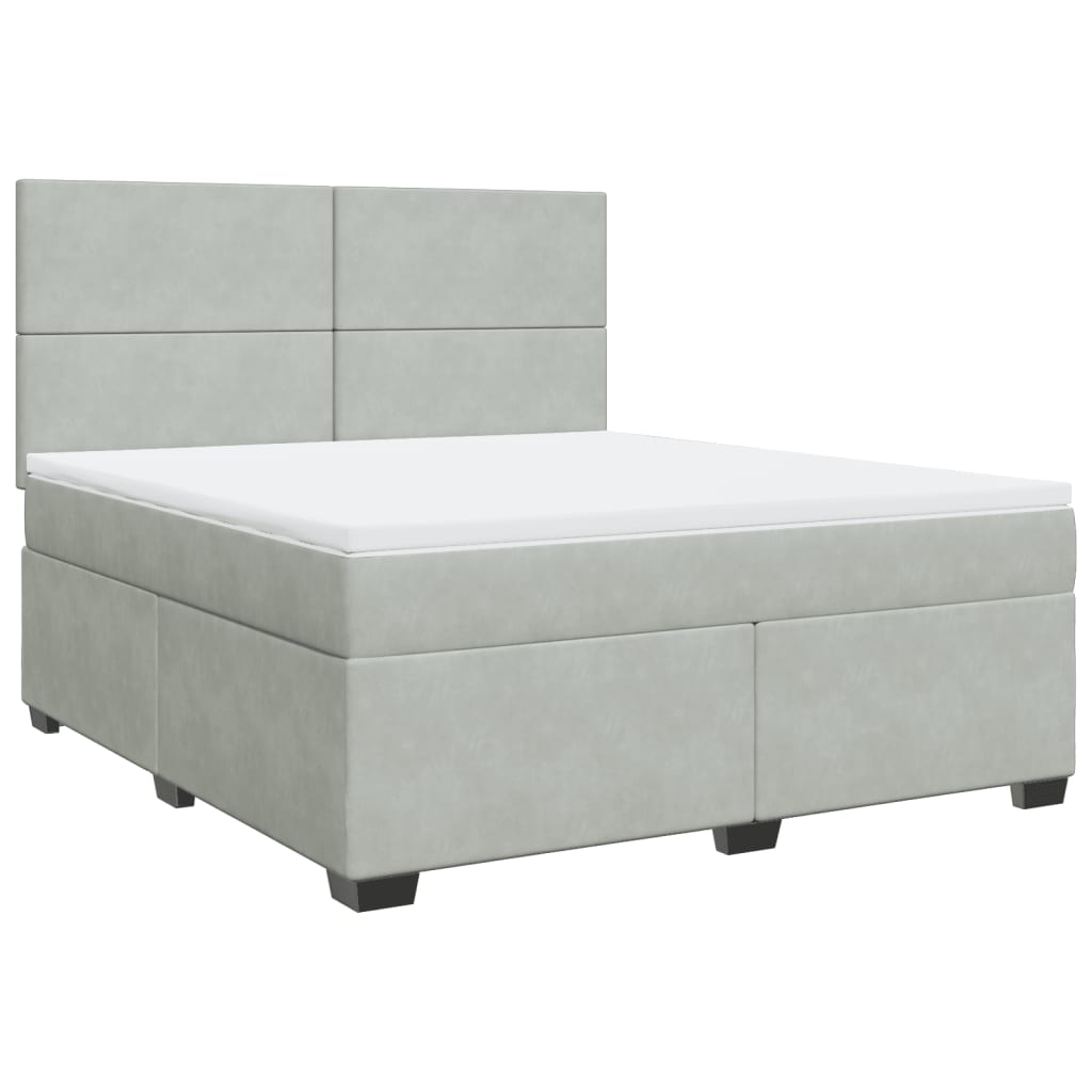 Boxspringbett mit Matratze Hellgrau 180x200 cm Samt