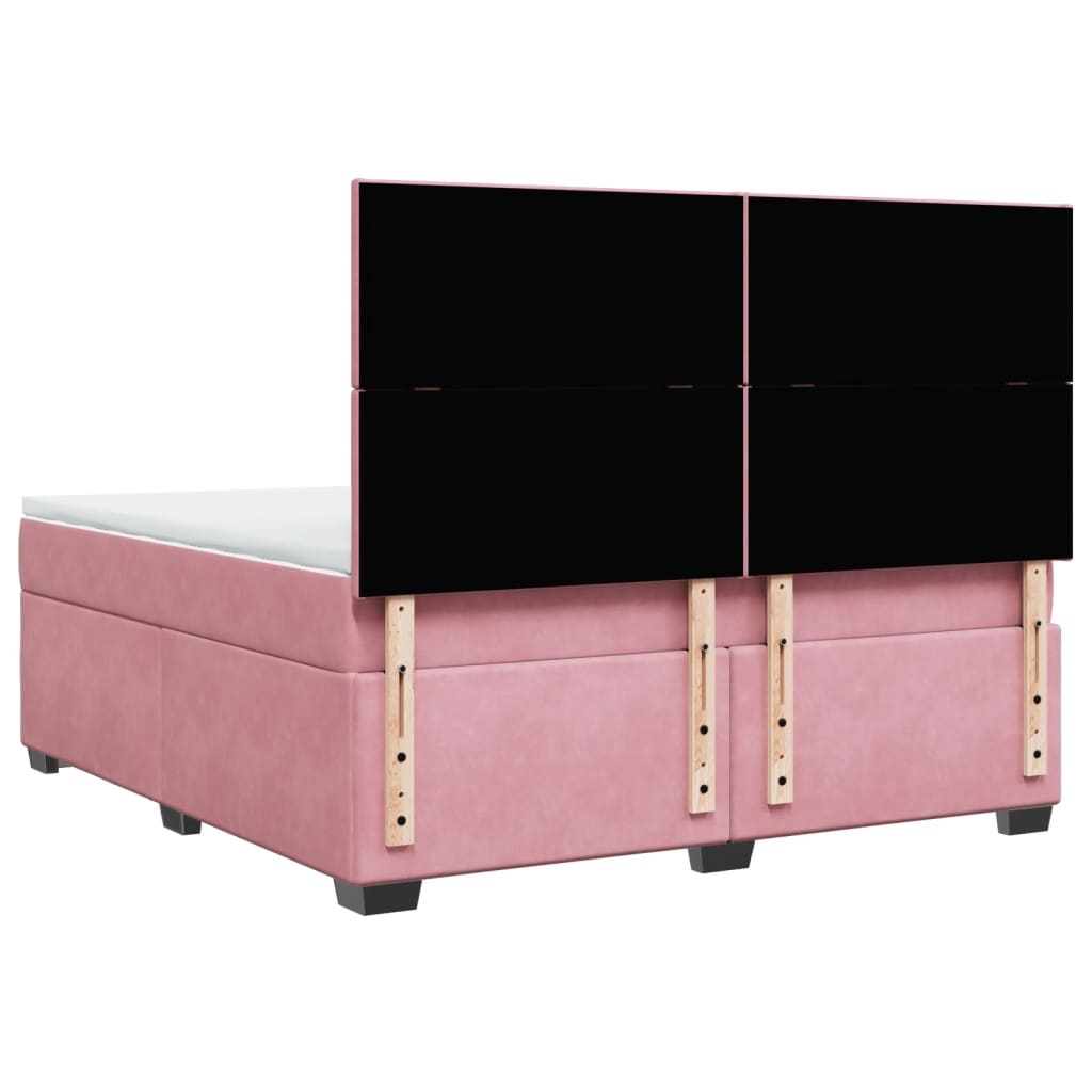 Boxspringbett mit Matratze Rosa 180x200 cm Samt