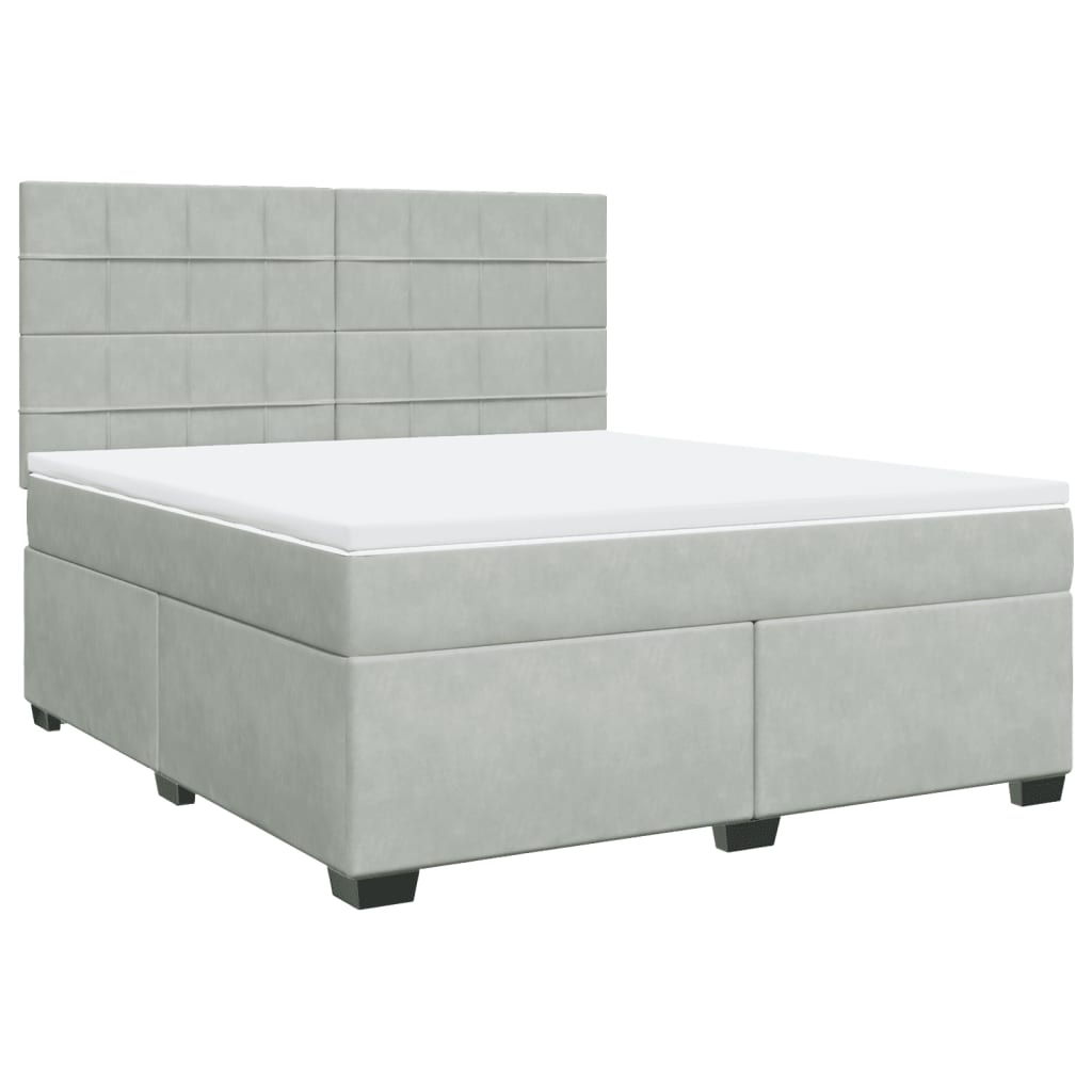 Boxspringbett mit Matratze Hellgrau 180x200 cm Samt