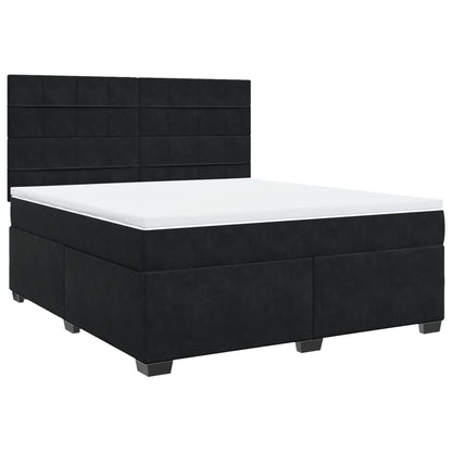 Boxspringbett mit Matratze Schwarz 180x200 cm Samt