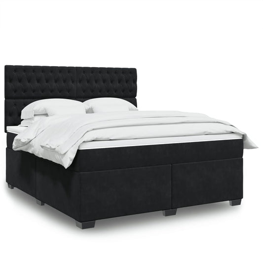 Boxspringbett mit Matratze Schwarz 180x200 cm Samt